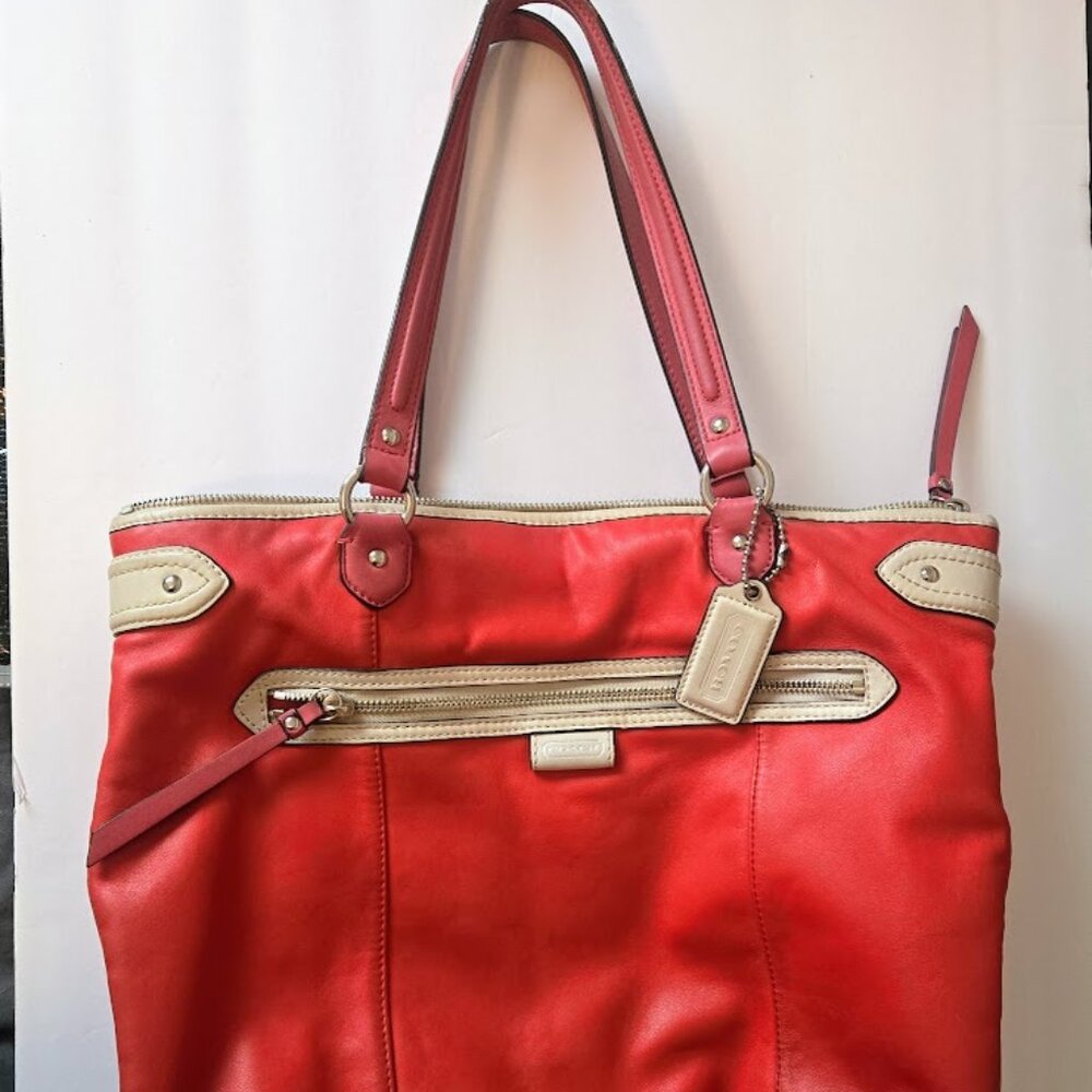 Coach Daisy Spectator Leather Tote F23922 SV/Vermillion - Picture 4 of 9